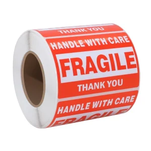 Fragile Care Shipping Label Rolls Permanent Adhesive Sticker for Shampoo Care Fragile Warning Packaging