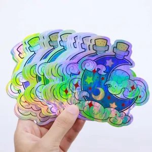 Free Proofing Custom Waterproof Printing Logo Packaging Gloss Vinyl Holographic Custom Die Cut Sticker
