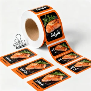 Freezer Grade Synthetic Sticker Custom Self Adhesive Paper Label for Seafood Meat Food Packaging Acrylic for Cold Chain