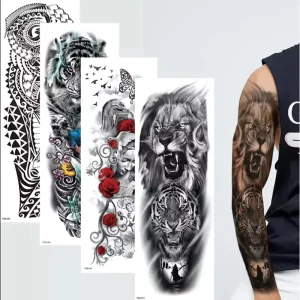 Full Arm Black CMYK Printing Waterproof Temporary Tattoos Sleeves for Adult Makeup Sleeve Tattoos Stickers