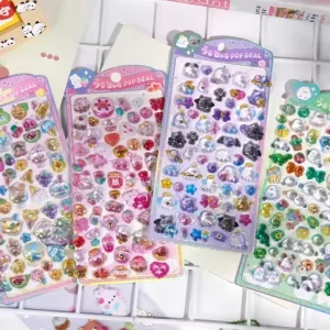 Funny 3D Sticker Embossed Finishing with 4 Color Printing High definition Transparent Pattern Sticker