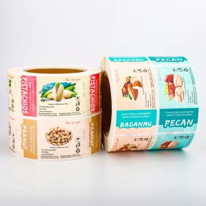 Gloss Custom Nut Labels Food Grade Waterproof Self Adhesive Printed Stickers for Almond Pistachio Snack Packaging