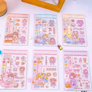 Glossy Cartoon Paper Stickers Eco Friendly Customizable Diecut Embellishment Decal for Notebook Scrapbook Album Stationery Craft