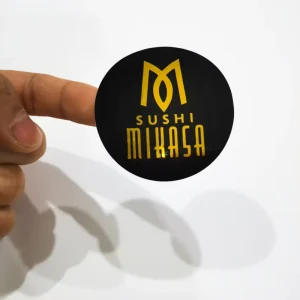 Gold Foil Stamping Logo Sticker Custom Printing Black Background Round Brand Logo Sticker