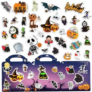Halloween Reusable Sticker Book for Ages 2 4 6 Fun Sticker Books Cute Waterproof Toddler Stickers for Teenage Boys