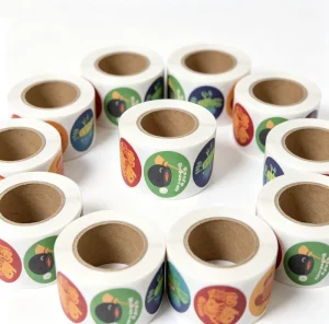 Halloween Stickers Roll Colorful Ghost Round Labels for Kids Trick or Treat Bags and Party Favors