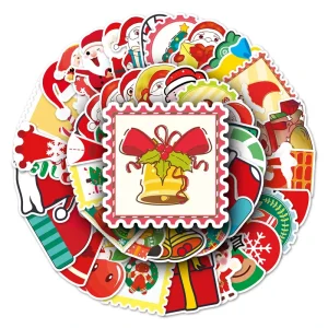 Happy Christmas Day Cartoon Festival Sticker Waterproof PVC Vinyl Cute Wall Sticker