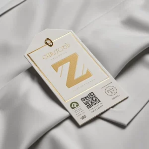 High End Custom Gold Foil Hang Tags Labels for Jeans Clothing Logo Ties Cardboard Material with Barcode Function