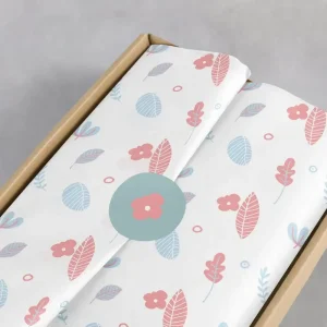 High Quality 17gsm 30gsm White Custom Wrap Tissue Paper Packing Paper Printed Logo Wrapping Paper with Sticker