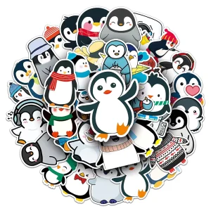 High Quality 50Pcs Anime Animal Penguin Sticker Waterproof Printing PVC Cute Cartoon Sticker