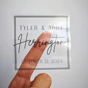 High Quality Custom Self Adhesive Clear Transparent Stickers Labels Waterproof Vinyl Wedding Cup 3 Inches Stickers