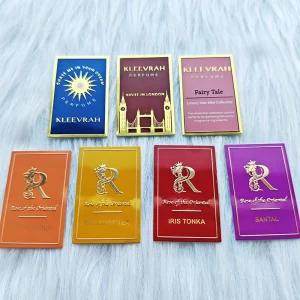 High Quality Customized Private logo Aluminium Metal Label Sticker Tag Waterproof for Perfume Bottles and Candle Jars