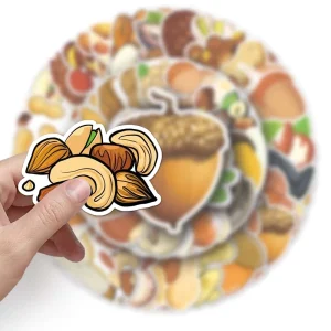 High Quality Durable Die Cut Custom Printed Logo Adhesive Waterproof Stickers RTS Nut 50pcs