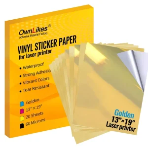 High Quality Inkjet Brushed Gold Waterproof PET & Vinyl Sticker Sheets for Mobile Phone Computer Camera & Earphone Use