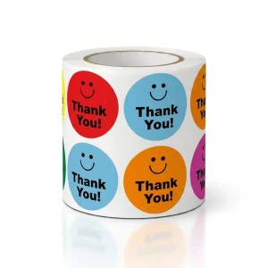 High Quality Printed Thank You Stickers Roll Custom Small Logo Waterproof White Adhesive Labels for Bottles