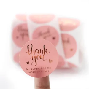 High Quality Printing Thank You Sticker Small Custom Logo Roll Waterproof White Sticker Label for Bottle