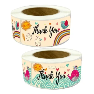 High Quality Rectangular Sticker Roll Custom Printing RTS Thank You Sticker Roll 120PCS Per Roll 1in*3in