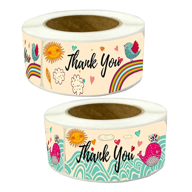 High Quality Rectangular Sticker Roll Custom Printing RTS Thank You Sticker Roll 120PCS Per Roll 1in*3in