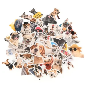High Quality Reusable Waterproof Cartoon Dog Pattern Vinyl Outdoor PVC Sticker Custom Print Logo Label Die Cut Stickers Sheet