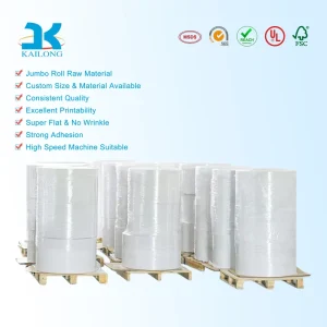 High Speed Machine Suitable Jumbo Roll Self Adhesive Film PE Vinyl BOPP PET Mother Roll Super Flat Packaging Shipping Labels