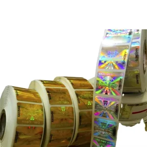 Hologram Running Numbers Round Glitter Decal Sticker in Roll Free Sample PET Material Anti Counterfeit Labels