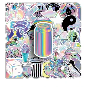 Holographic Die Cut Stickers With Waterproof and UV Resistant Customized Design Printed Vinyl Stickers Die Cut