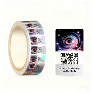 Holographic QR Code Warranty Void Adhesive Paper Sticker Roll Scratch Serial Number Self Adhesive Waterproof Tamper
