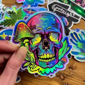 Holographic Sticker Vinyl Die Cut Glitter Stickers Custom Printing Adhesive Waterproof Cartoon Hologram Stickers