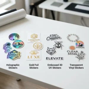 Holographic Waterproof Adhesive Vinyl Labels Low MOQ Custom Shape Stickers for Bottle Decoration