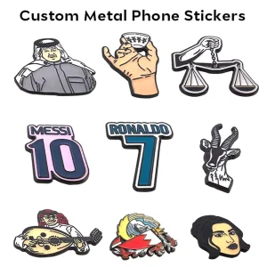 Hot Selling Customized Metal Phone Case Sticker UV Printing Enamel Metal Phone Stickers for Souvenir Travel