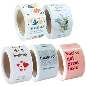 In-stock Roll Sticker 100 Sheets Roll Simple Rectangular Self Adhesive Stickers Gift Box Sealing Labels