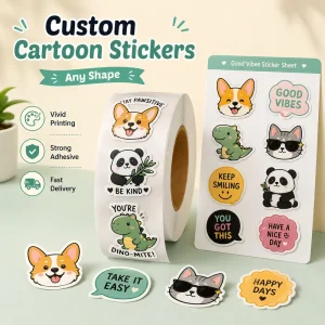 Individual Personalized Cartoon Stickers Custom Logo Die Cut Vinyl Decals Waterproof Irregular Shape Stickers for Gift Bags