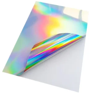 Inkjet Print A4 Size Waterproof Self Adhesive Glossy Textured Rainbow Hologram Holographic Silver Vinyl Sticker Paper Made PP