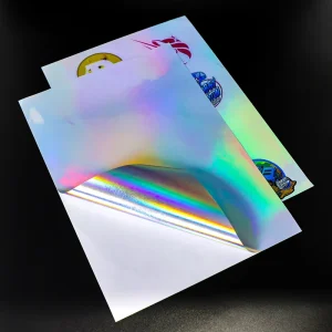 Inkjet Printable A4 8.5×11 Inch Waterproof Self Adhesive Glossy Rainbow Hologram Holographic Silver PP Vinyl Sticker Paper