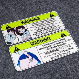 JDM Anime Warning Car Stickers Reflective Waterproof Vinyl Decals for Auto Body Window Bumper Funny Waifu Safety Decal