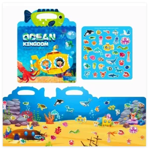 Jelly Quiet Book Ocean Kingdom Children’s Educational Parent Child Time Animal Sticker Book Paper Cartoon Waterproof