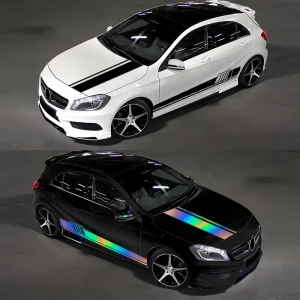KEYASI Sport Racing Stripes Car Stickers Self Adhesive Vinyl PVC Customizable Size Universal Fit for Cars Off Road Vehicles 1