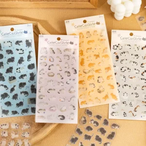 Kawaii Cat Sticker Self Adhesive Sticker Paperdiy Notebook Decoration Phone Case Collage Waterproof Paper Sticker Sheet