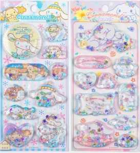 Kawaii Fluffy Puppy Shaker Sticker Sheets 4 Styles Glitter Dome Epoxy Bubble Stickers Kids Scrapbook DIY Craft Supplies