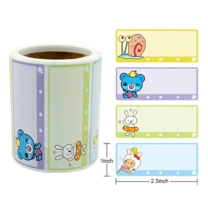 Kindergarten Use Custom Size Name Sticker Cute Animal Label Coated Paper Self Adhesive Offset Printed Kids Label