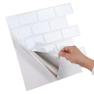 Kitchen Backsplash Vinyl 3D Glossy White Subway Peel and Stick Wall Tile Sticker for Home Decor Living Room