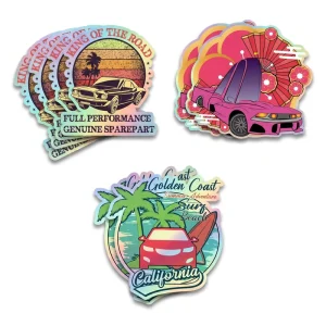 Laptops Water Bottles Iridescent Laser Vinyl Decals Scratch & Tear Resistant Custom Holographic Die Cut Stickers