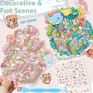 Large 8.0 Fun 3D Three-Dimensional DIY Scene Super Cute Storage Hand Account Stickers for Children Fun Landscaping Decorative