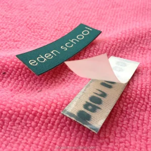 Laser Cut Adhesive Glue Back Woven Label iron on Back Clothing Tag for Underwear