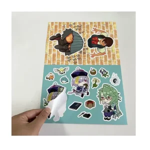 Low MOQ A4 Size Waterproof Custom Sticker Sheet Logo Printing Self Adhesive Vinyl Kiss Cut Sticker Sheet