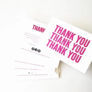 Low MOQ Custom Logo Printed Full Color Design Greeting Promotion Thanks Cards Post Cards Business Thank You Card