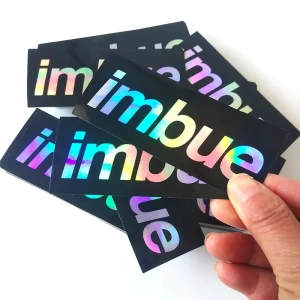 Low MOQ Waterproof Holographic Stickers Self Adhesive Rectangle Custom Printing Logo 3D Vinyl Die Cut Glitter Hologram Stickers