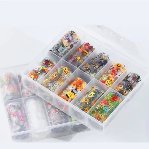 Luxury Adhesive 10 Rolls Decals Halloween Nail Art Foil Transfer Stickers for Boys and Girls Decor Holiday