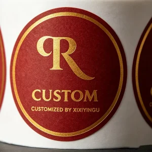 Luxury Custom Self Adhesive Heat Resistant PVC Hot Stamping Labels Round Special Shaped Stickers Printable Shop Logo Brand Mark