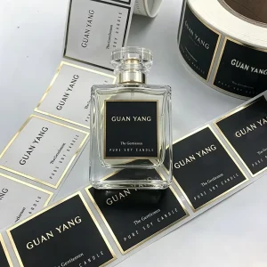 Luxury Gold Foil logo Sticker Custom Cosmetic Bottle Packaging Label Printing Waterproof Self adhesive Perfume Sticker